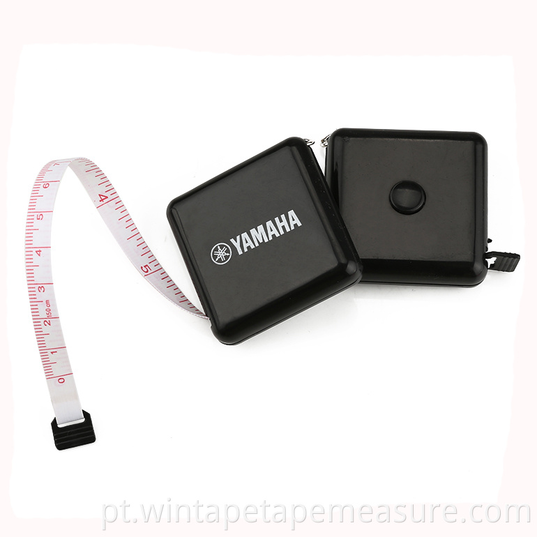 Itens para presente promocional com logotipo preto quadrado portátil fitas métricas OEM com logotipo impresso como Yamaha